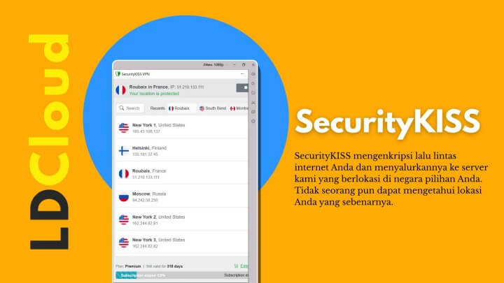 15 VPN Freemium Terbaik untuk Android: SecurityKISS vpn - LDCloud