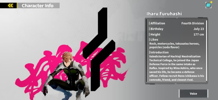 Iharu Furuhashi- A B-tier character in Kaiju No. 8 The Game- AFK Software