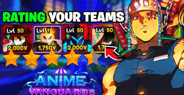 Image showing an Anime Vanguard's four-player team with a rating. 