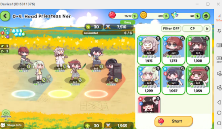 Trickcal: Chibi Go Apostles positioning before the fight- Batch account grinding