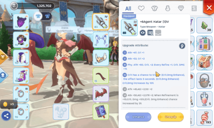 Katar weapon details with Assassin in background indicating Ragnarok M: Classic Assassin Katar Build - LDCloud Cloud Phone