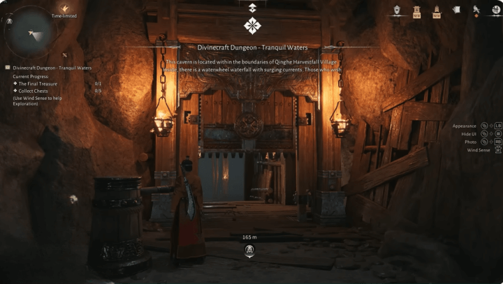 Where Winds Meet Tranquil Waters dungeon entrance - Low latency grinding