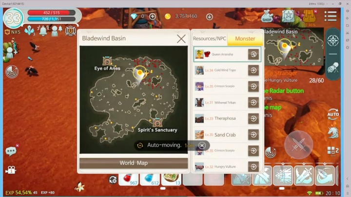 Tampilan map kecil dari Iris Origin- script AFK satu klik