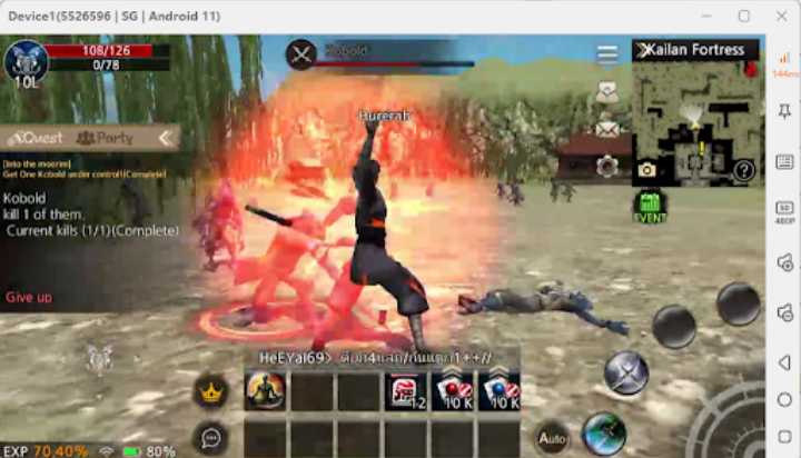 A fight scene in 12SKY M Global on Autohunt mode- Android Cloud Phone