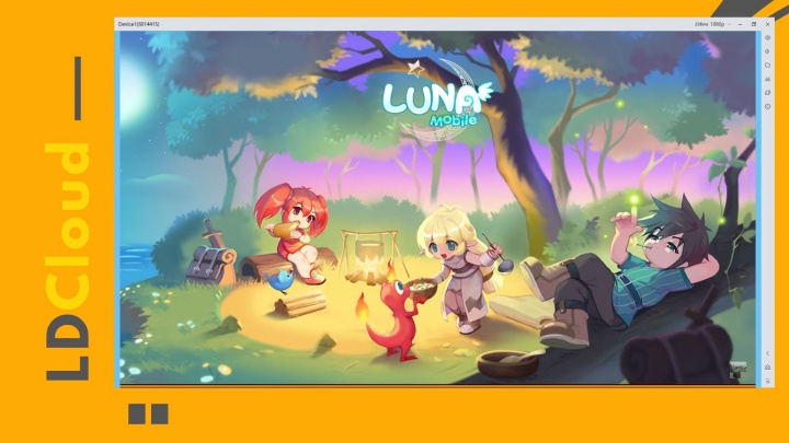 Luna M：ID- Tiga karakter LunaM: ID sedang menikmati makanan dan salah satu pet juga ikut- Perangkat Lunak Pembukaan Telepon