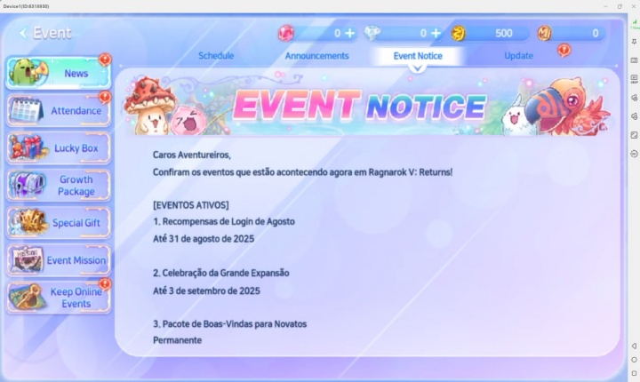Regnarok V Returns- New events in Ragnarok V: Returns - Virtual Phone