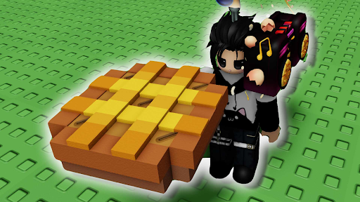 Roblox: Grown A Garden- A character holding a hot dog with the Roblox Grow A Garden pie recipe written on it- Android Cloud Phone