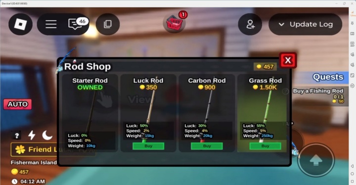 Roblox Fish it- Fish It Rods- AFK without draining battery