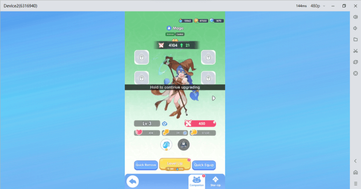 Ragnarok Crush- Image showing the mage class being upgraded in Ragnarok Crush- Android Cloud Phone
