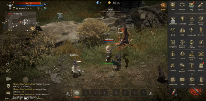 ROM: Golden Age- Image showing ROM: Golden Age combat with multiple menu options on the right side - AFK Tool