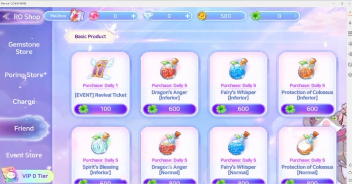 Regnarok V Returns- RO shop friend’s section- Game AFK Tool