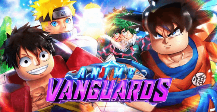 Image showing Naruto, Luffy, Deku, and Goku—The main characters in the Anime Vanguards Tier List.