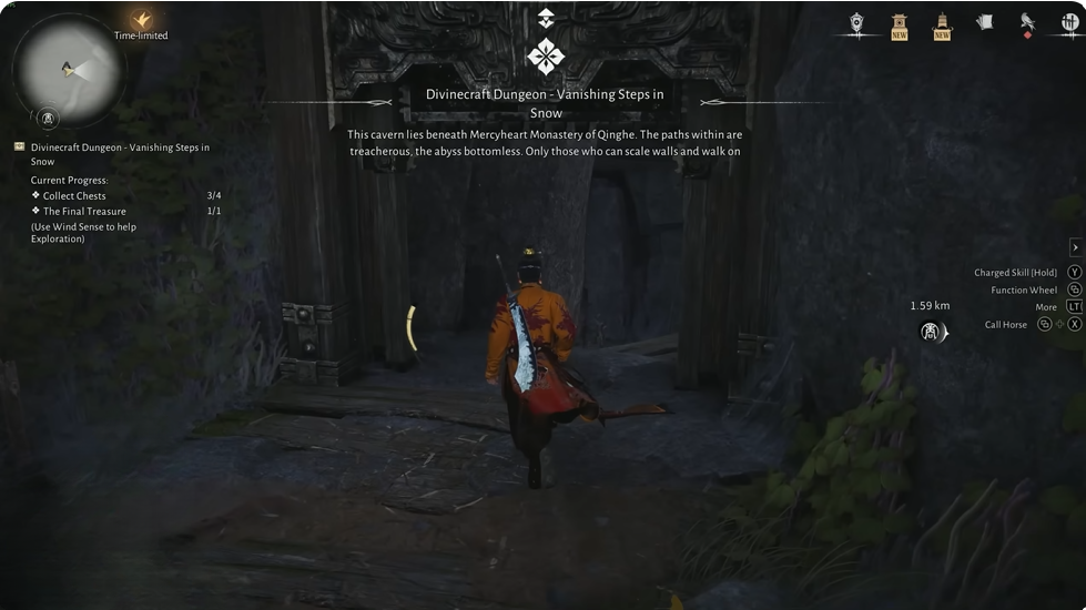 Where Winds Meet Vanishing Steps in Snow dungeon entrance- AFK Software