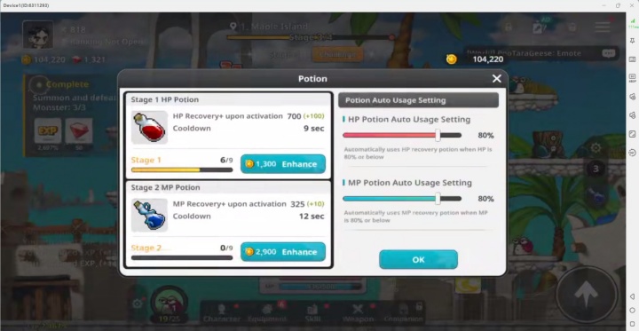 MapleStory: Idle RPG- Potion page- Cloud phone hands-free