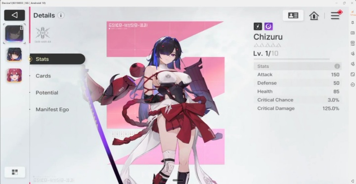 Chaos Zero Nightmare- Chizuru Characte Page- AFK without draining battery