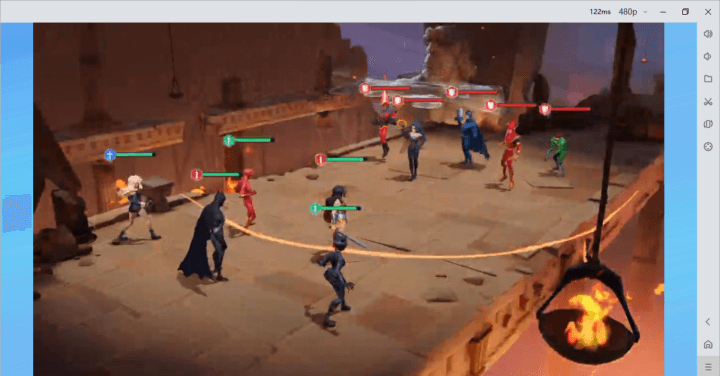 DC Worlds Collide- A fight scene in DC Worlds Collide with the core team in formation- Virtual Phone