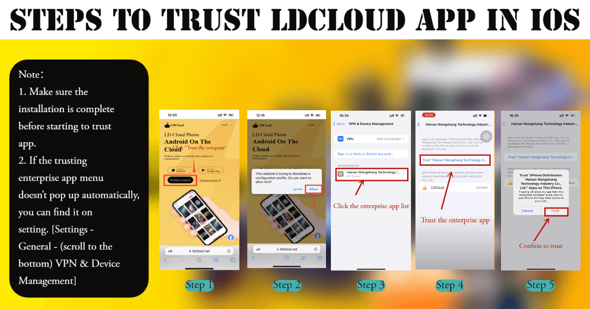 Langkah-langkah untuk Mempercayai LDCloud iOS di perangkat iOS - LDCloud