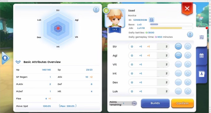 Ragnarok M：Classic Global- Character stats page- Android Virtual Phone