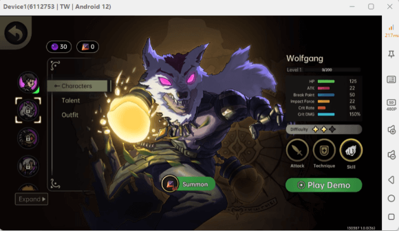 PlatyGuard: Swarm Slayer Wolfgang class character image with stats- AFK without draining battery