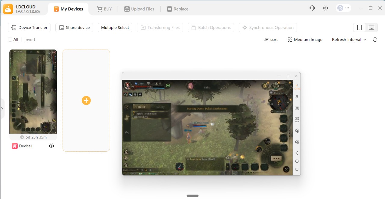 LDCloud with Teon Revelation running on PC- Android Cloud Phone