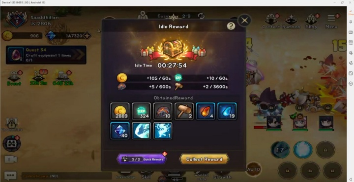 99 Reinforced Wooden Stick- Idle rewards menu in the game - LDCloud cloud phone multitasking