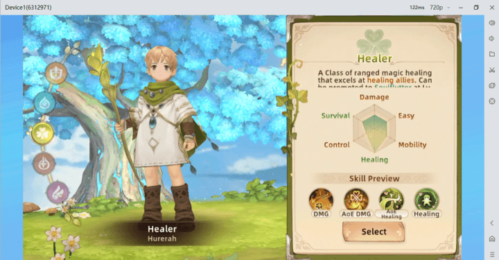 Tree of Savior: NEO- Image showing Tree of Savior: NEO Healer class details- cloud phone