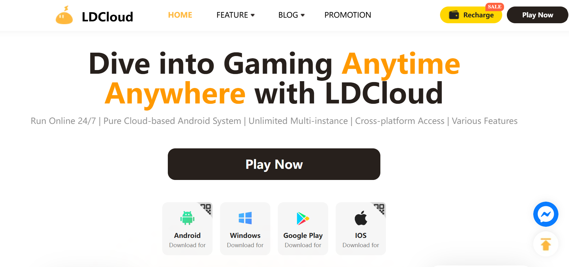 LDCloud website interface showing multiple ways to download the app- AFK without draining battery