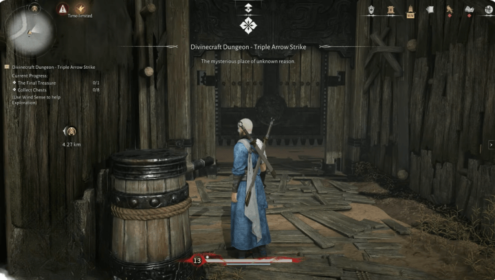 Where Winds Meet Triple Arrow Strike dungeon entrance- Cloud phone hands-free