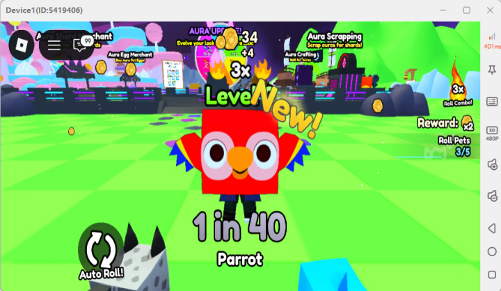 Pets Go auto roll in progress for AFK farming- Game AFK Tool