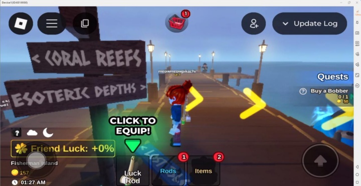 Roblox-Fish it- Player standing on the pier- Game Multi-instance Tool