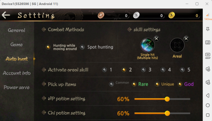 12SKY M Global autohunt recommended setting for improving AFK efficiency- 24/7 hosting