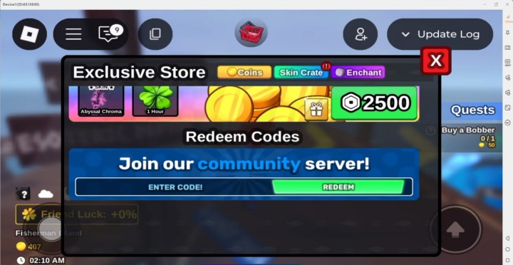 Roblox-Fish it- Redeem menu in Fish It.- Game Multi-instance Tool