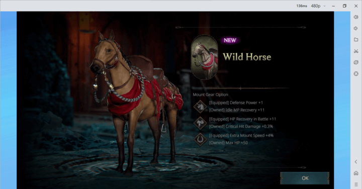 LORDNINE Infinite- mount (Wild Horse) unlocked on a beginner account on LDCloud- LDCloud