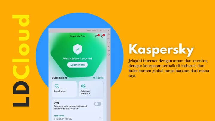 15 VPN Freemium Terbaik untuk Android: Kaspersky VPN - LDCloud