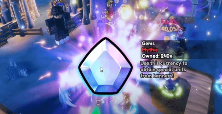 Roblox Anime Vanguards Gem collection after going to AFK Chamber.