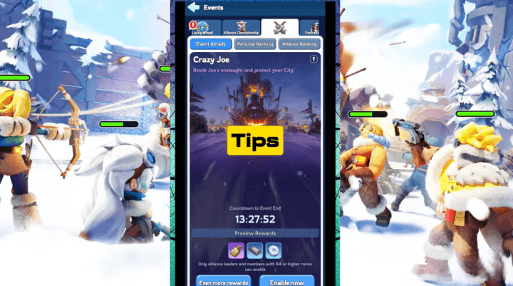 Whiteout Survival- Crazy Joe event details section with tips written on it- Game AFK Tool 