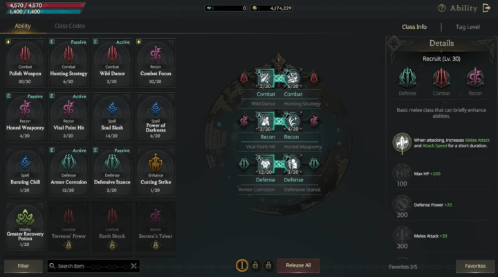 LORDNINE: Infinite- Image showing LORDNINE: Infinite ability interface- Game AFK Tool 