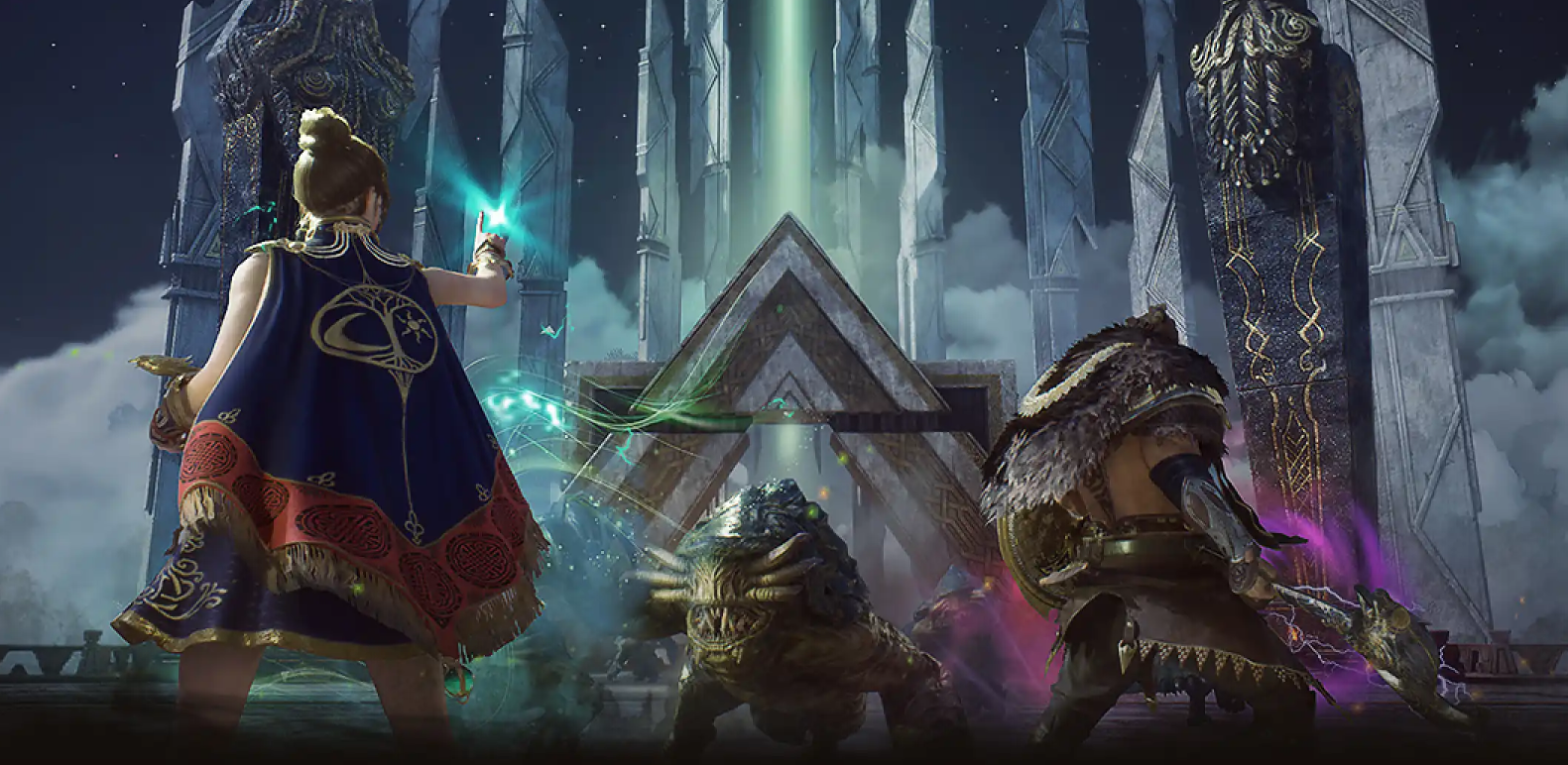 Legend of Ymir website cover photo showing different classes in action- Batch account grinding