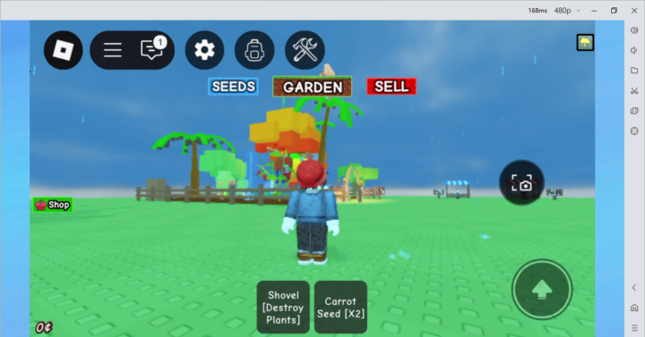 Roblox:Grow A Garden-  A character standing in Grow A Garden during a storm - LDCloud virtual phone