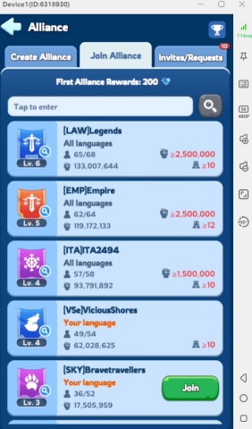 Whiteout Survival- Alliance list in the menu- Game AFK Tool
