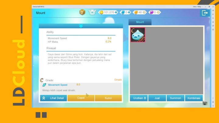 Luna M：ID- Layar tampilan Mount di LunaM: ID dan detail dari atribut yang diberikan- Telepon Cloud Android