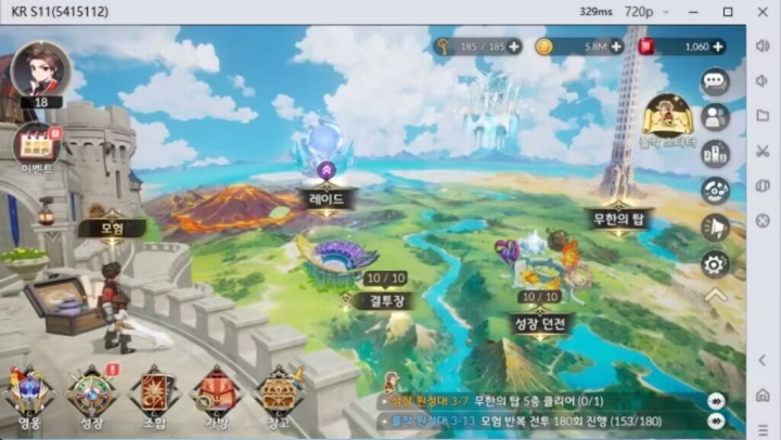 세븐나이츠 리버스- 게임 내 메인 화면- LDCloud 24시간 자동사냥