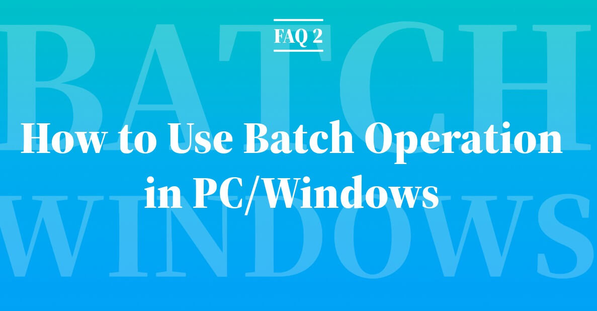 FAQ 2: How to Use Batch Operation in PC/Windows